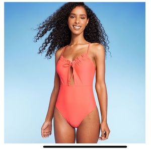 New! Shade & Shore ruffle detail one piece swimsuit